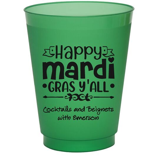 Happy Mardi Gras Y'All Colored Shatterproof Cups
