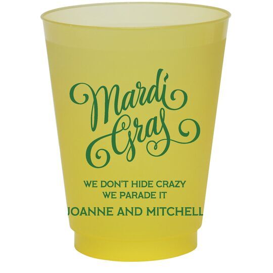 Mardi Gras Script Colored Shatterproof Cups