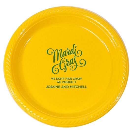 Mardi Gras Script Plastic Plates