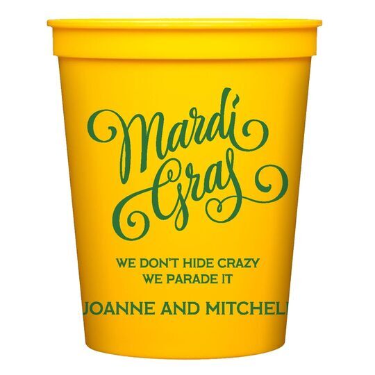 Mardi Gras Script Stadium Cups
