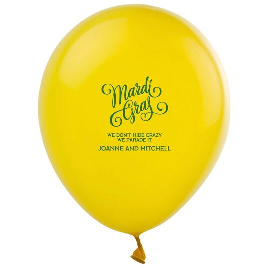 Mardi Gras Script Latex Balloons