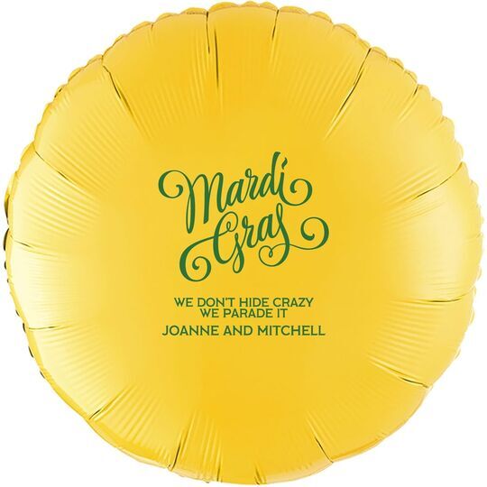 Mardi Gras Script Mylar Balloons