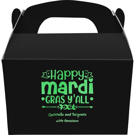 Happy Mardi Gras Y'All Gable Favor Boxes