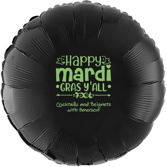 Happy Mardi Gras Y'All Mylar Balloons