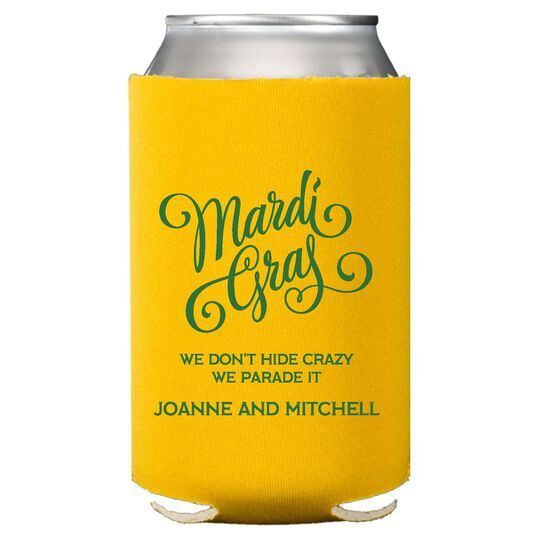 Mardi Gras Script Collapsible Huggers