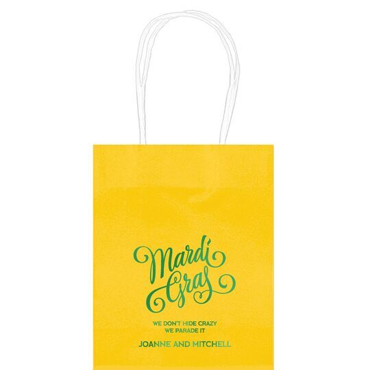 Mardi Gras Script Mini Twisted Handled Bags