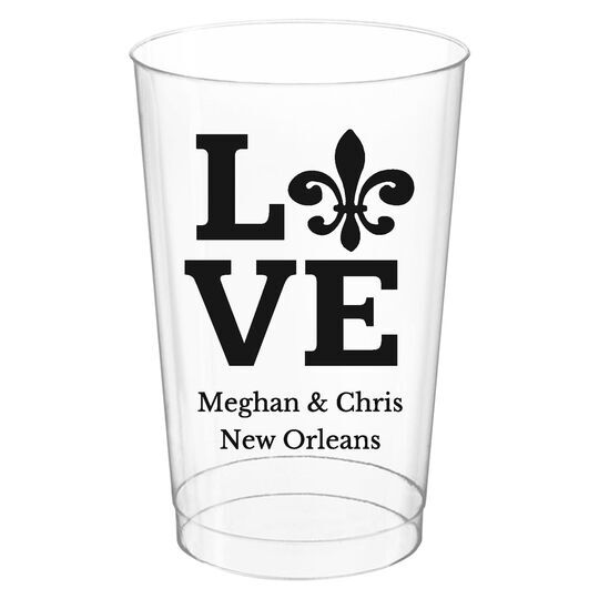 Fleur de Lis Love Clear Plastic Cups