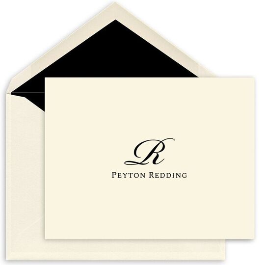 Elegant Script Initial Folded Note Cards