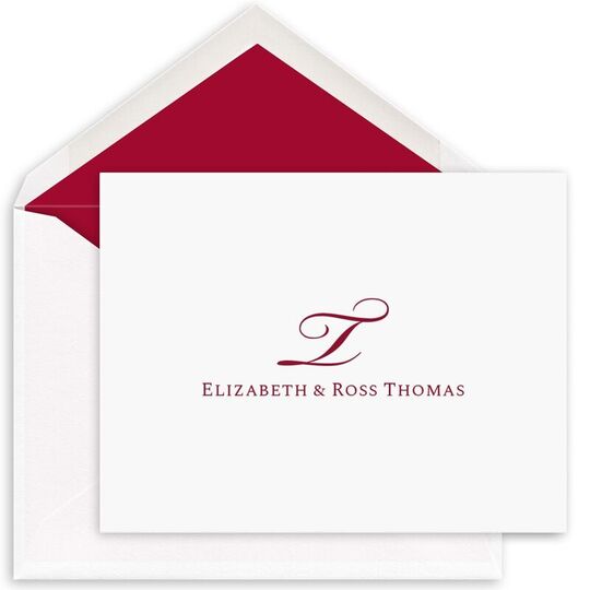 Elegant Script Initial Folded Note Cards