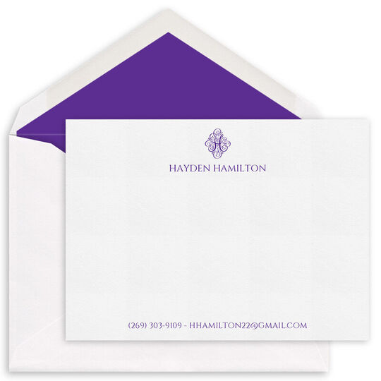 Ornate Initial Flat Note Cards