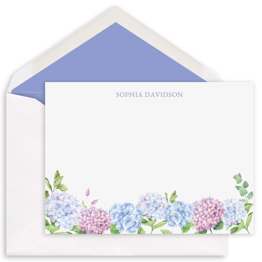 Hydrangea Border Flat Note Cards