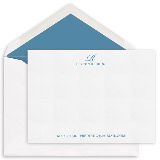 Elegant Script Initial Flat Note Cards