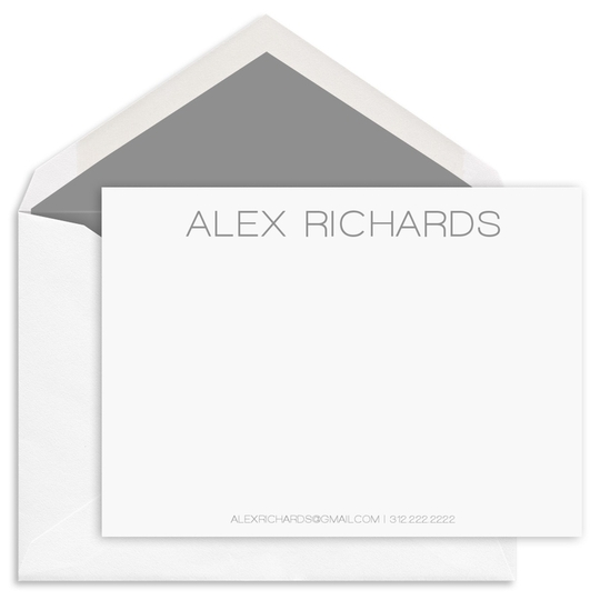 Modern Large Name Flat Note Cards