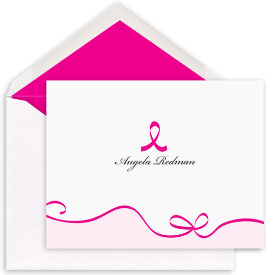 Pink Ribbon Folded Note Cards