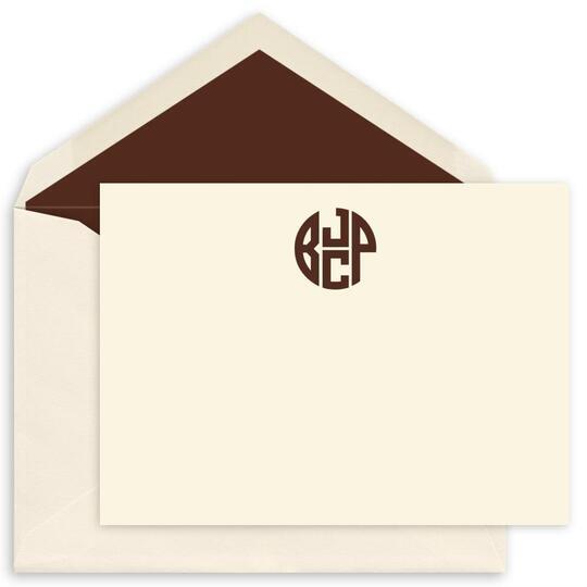 4 Initial Monogram Flat Note Cards