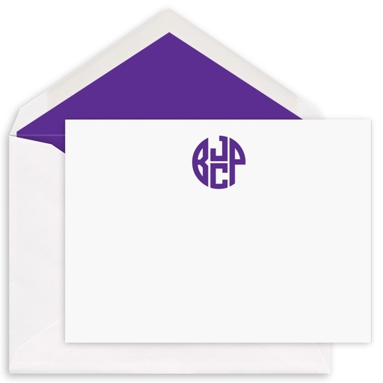 4 Initial Monogram Flat Note Cards