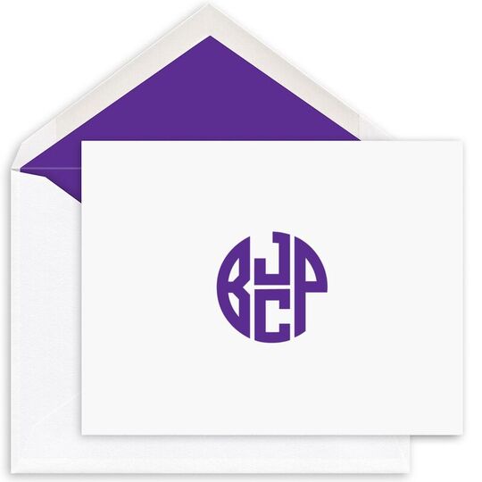 4 Initial Monogram Folded Note Cards