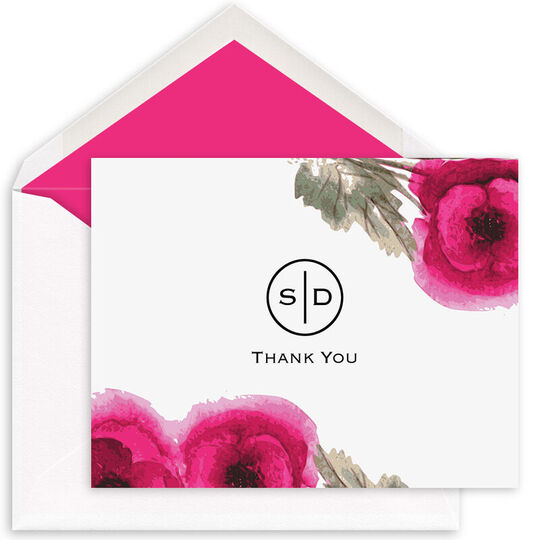 Poppy Initials Thank You Folded Note Cards