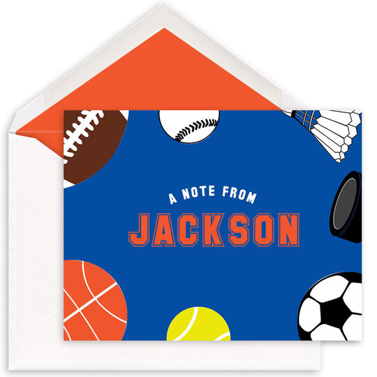 Sports Balls Folded Note Cards