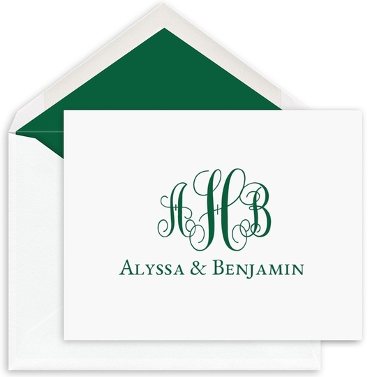 Fancy Script Monogram Folded Note Cards