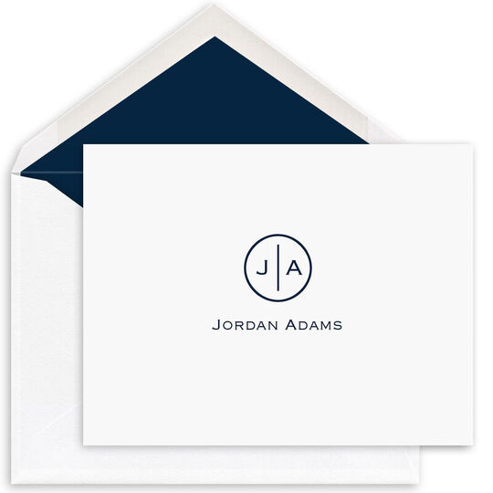 Circle Initials Folded Note Cards