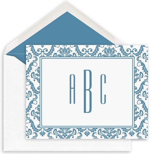 Damask Monogram Folded Note Cards