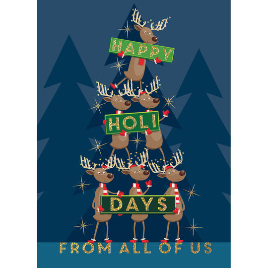 Reindeer Greetings Folded Holiday Cards