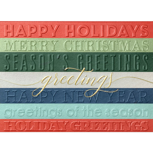 Color Bands of Greetings Folded Holiday Cards