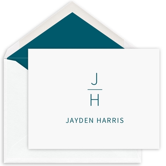 Stacked Block Monogram Folded Card-Raised Ink