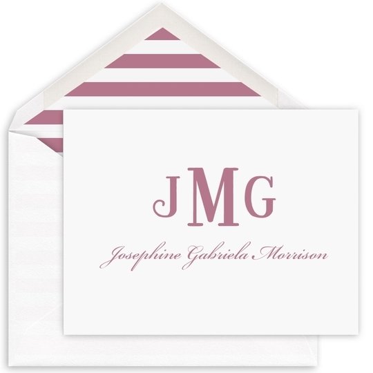 Bold Monogram Folded Note Cards-Raised Ink