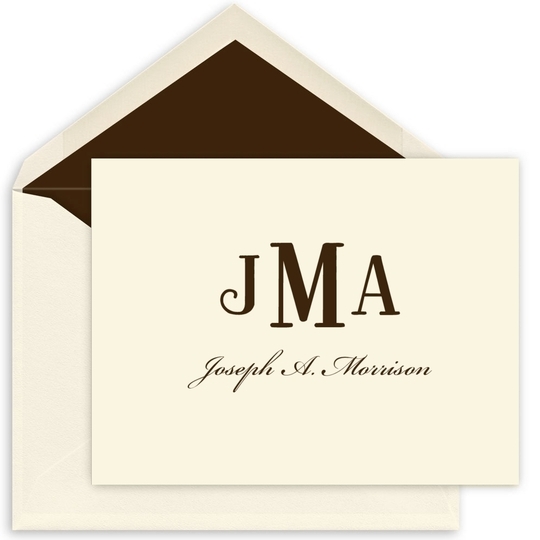 Bold Monogram Folded Note Cards-Raised Ink