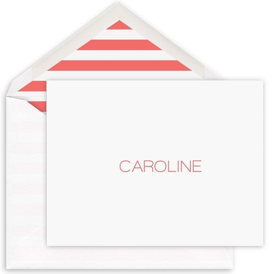 Modern Large Name Folded Note Cards - Raised Ink