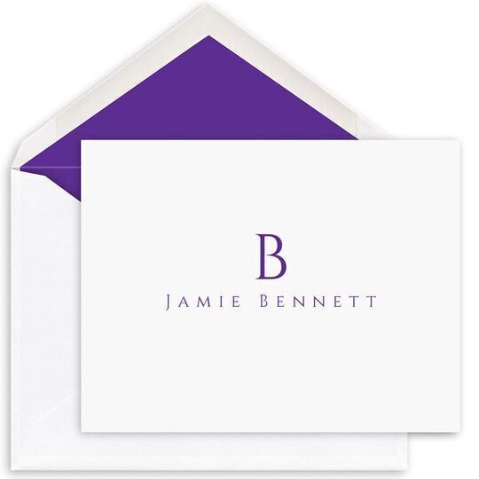VIP Initial Folded Note Cards- Raised Ink