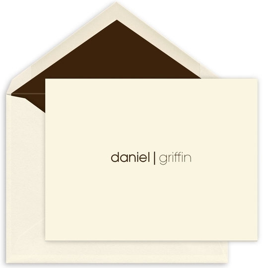 Dual Name Folded Note Cards - Raised Ink