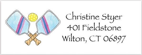 Striped Pickelball Return Address Labels