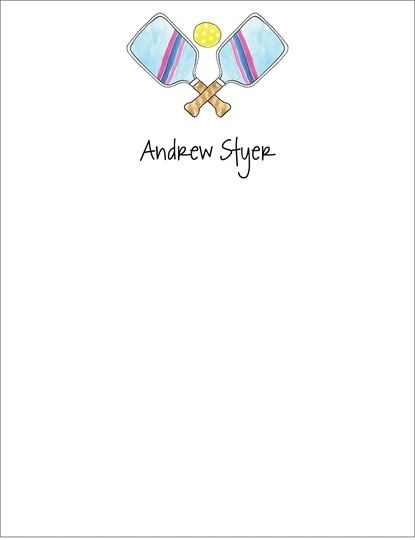 Striped Pickleball Flat Note Cards