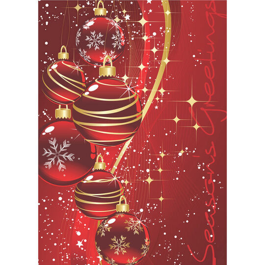 Red and Gold Ornaments Folded Holiday Cards