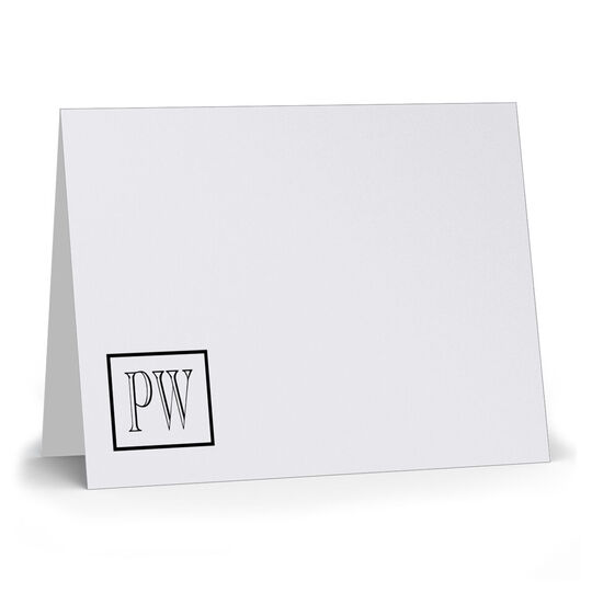 Remington Initials Folded Note Cards  - Raised Ink