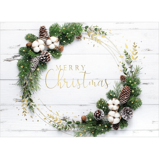 Country Wreath Folded Holiday Cards