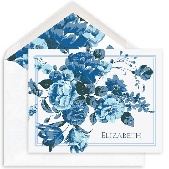 Impressive Blue Roses Folded Note Cards