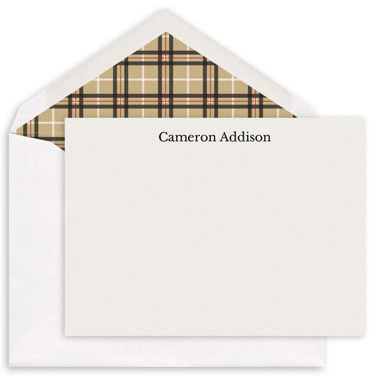 Personalized Tan Plaid Flat Stationery