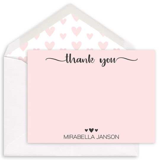 Heart Trio Thank You Flat Note Cards