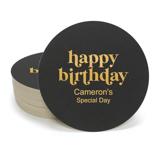 Cute Happy Birthday Round Coasters