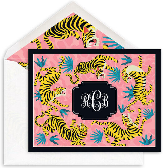 Pink Tiger Circle Folded Note Cards
