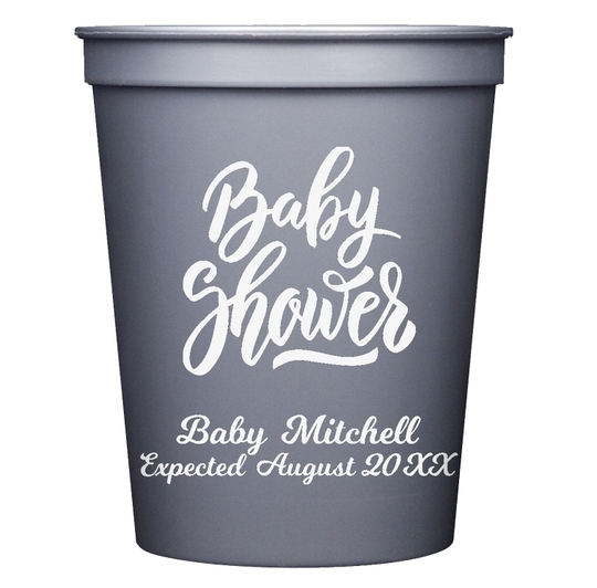 Handwritten Baby Shower Stadium Cups