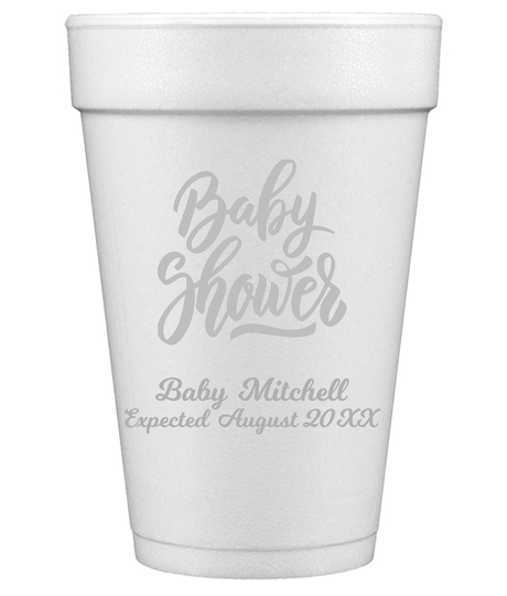 Handwritten Baby Shower Styrofoam Cups