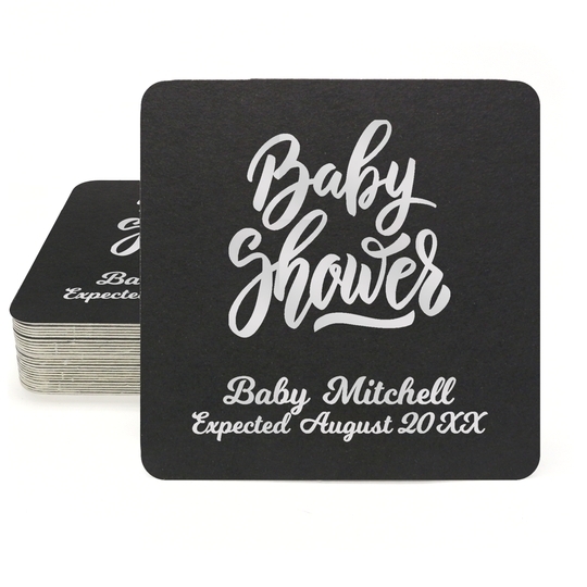 Handwritten Baby Shower Square Coasters