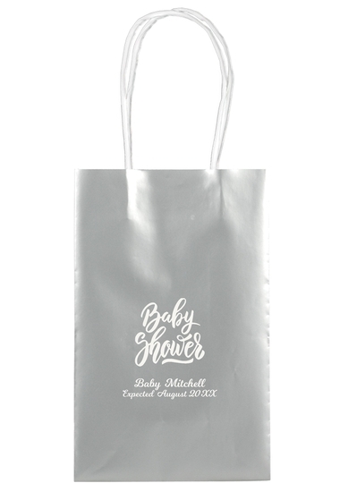 Handwritten Baby Shower Medium Twisted Handled Bags