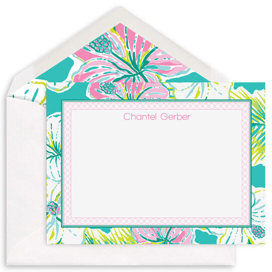 Bali Garden with Lattice Border Flat Note Cards