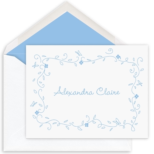 Floral Frame Folded Note Cards - Raised Ink